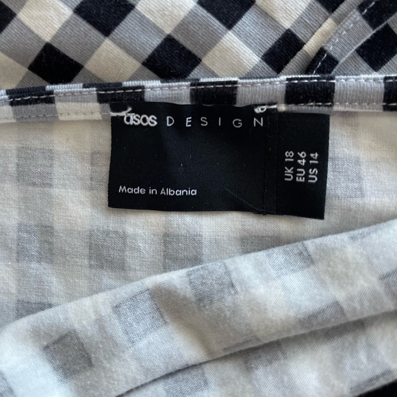 Asos designs Strappy Black White Gingham mini dress. Size 14 - Picture 6 of 7